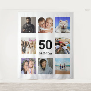 Birthday party custom photo collage white guy tapestry