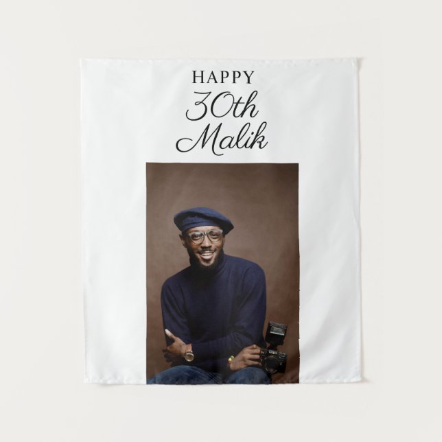 Birthday Party Custom Photo Modern Guy Tapestry (Front)