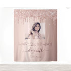 Birthday party custom photo rose gold glitter pink