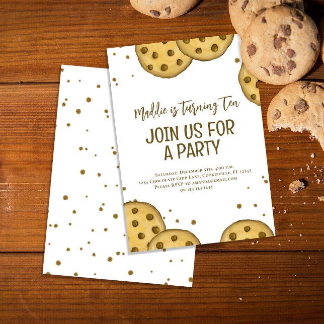 Birthday Party Cute Cookie Invitation (Chocolate chip cookies birthday invitations)