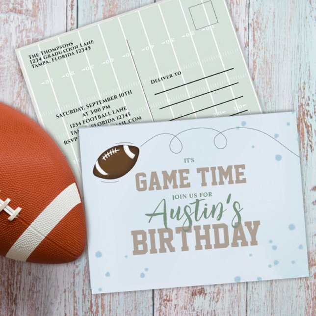 Birthday Party Cute Game Time Simple Football Postcard (Creator Uploaded)