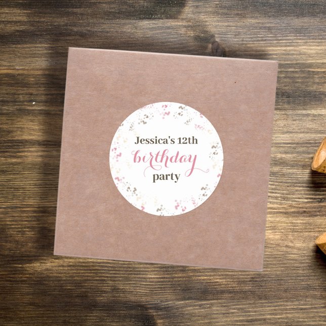 Birthday Party Cute Whimsical Neapolitan Sprinkles Classic Round Sticker (Creator Uploaded)