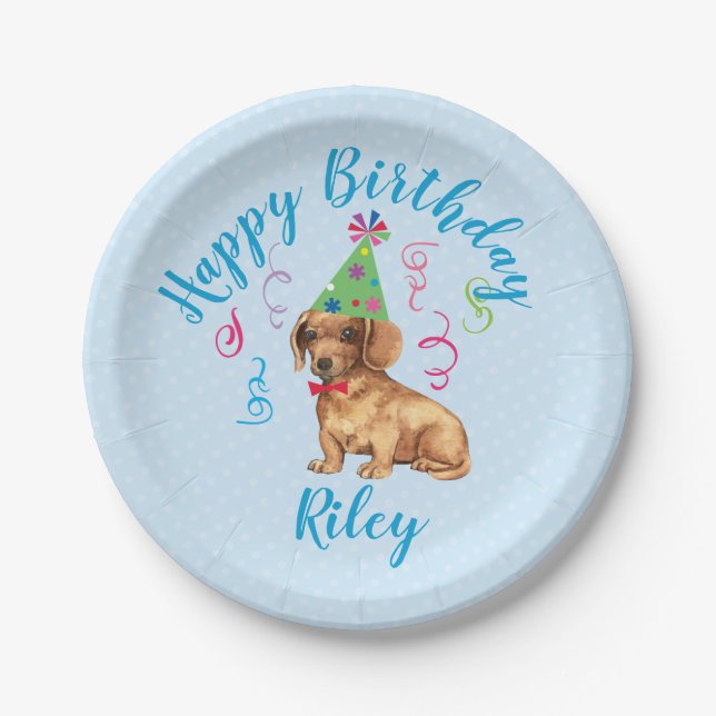 Birthday Party Dachshund Paper Plate (Front)