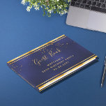 Birthday Party dark blue gold confetti Guest Book<br><div class="desc">A 50th (or any age)  Birthday Party Guest Book for him,  boy,  guy in dark blue,  navy blue background. The blue colour is uneven.  With a faux gold frame and golden confetti sprinkle,  golden coloured letters.
Spine: add your own text.</div>