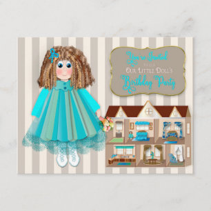 Birthday Party, Daughter, Doll Baby & Dollhouse Invitation