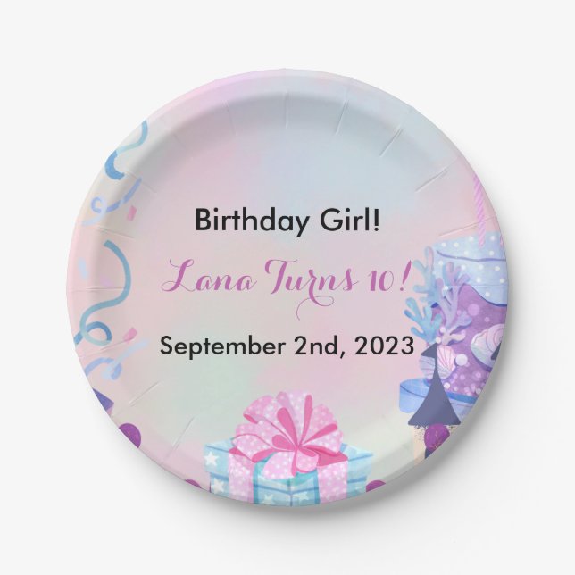 Birthday Party Decor for Girls Paper Plate (Front)
