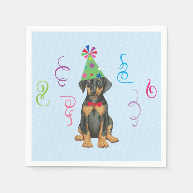 Birthday Party Doberman Napkins (Front)