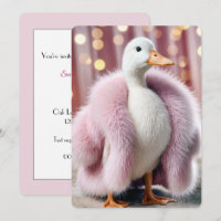 Birthday Party Duck Wearing a Pink Fur Coat