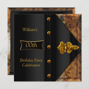 Birthday Party Elegant Mens Rusty Gold Black Invitation