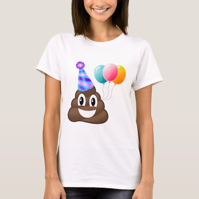 Birthday Party Emoji Poop Relaxed Fit T-Shirt (Front)