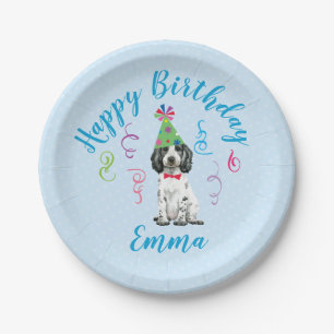 Birthday Party English Cocker Spaniel Paper Plate