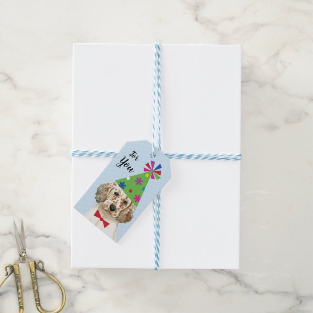 Birthday Party English Setter Gift Tags (With Twine)