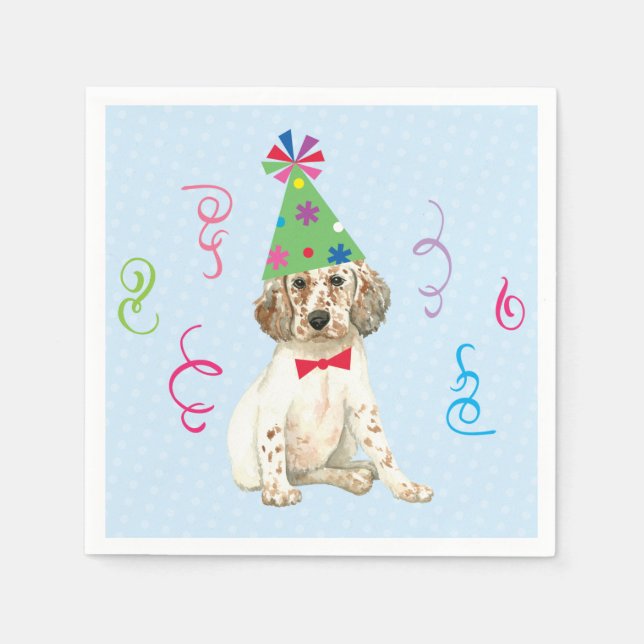 Birthday Party English Setter Napkins (Front)