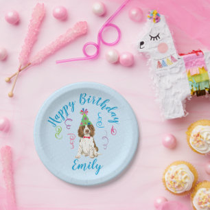 Birthday Party English Springer Spanie Paper Plate