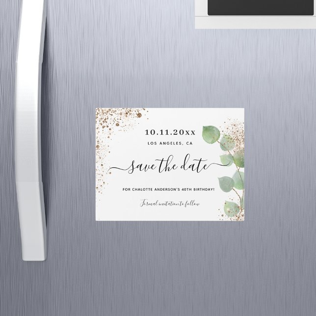 Birthday party eucalyptus save the date magnet (Creator Uploaded)