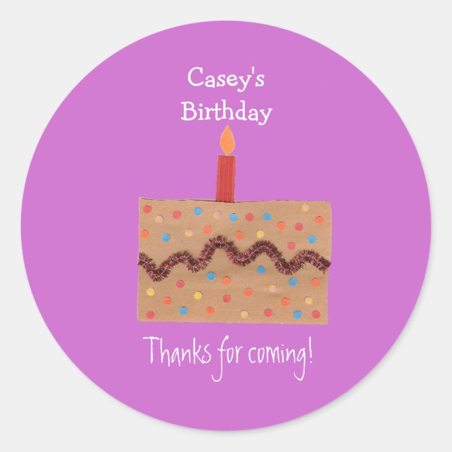 Birthday party favor label (Front)
