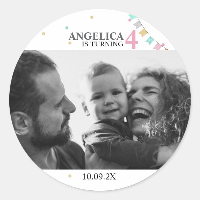 Birthday Party Favor Sticker | Custom Year Number (Front)