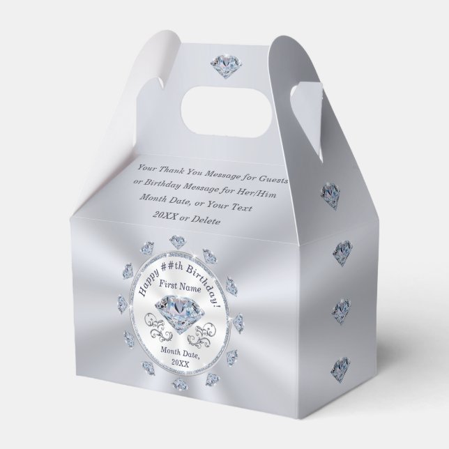 Birthday Party Favour Boxes, Diamond Birthday Box (Front Side)