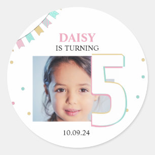 Birthday Party Favour Sticker Custom Year Number