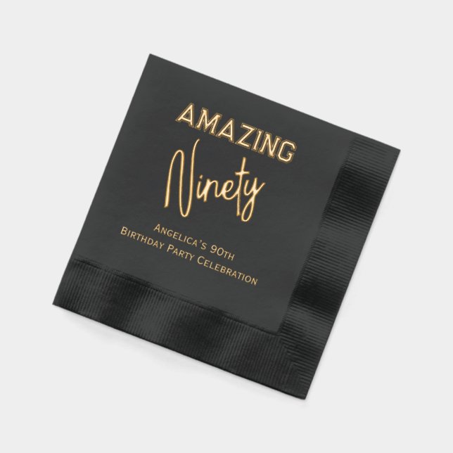 * Birthday Party Fill in Your Age Amazing 90 #6 Foil Napkins (Left)