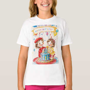 Birthday Party For Twins T-Shirt (Girl)
