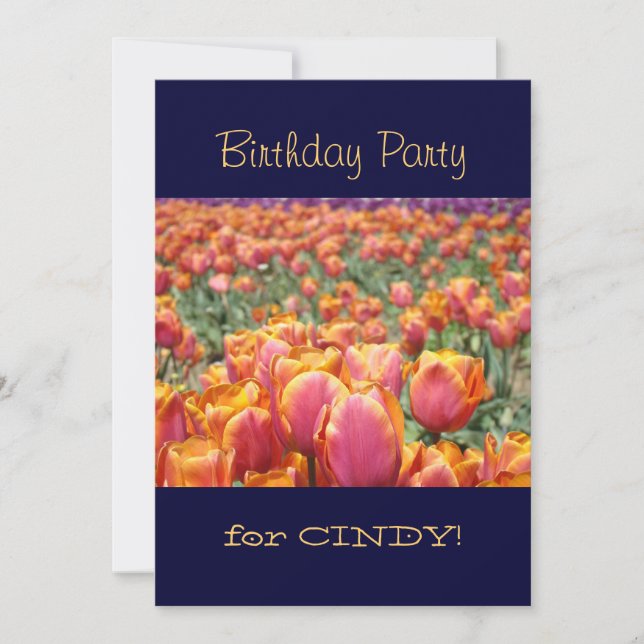 Birthday Party! for Your Name Invitations Tulips (Front)