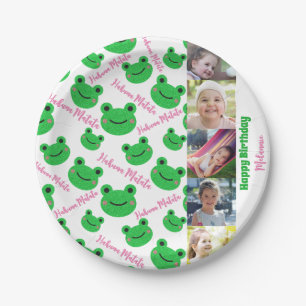 Birthday Party Frog Theme Photo / Text Paper Plate