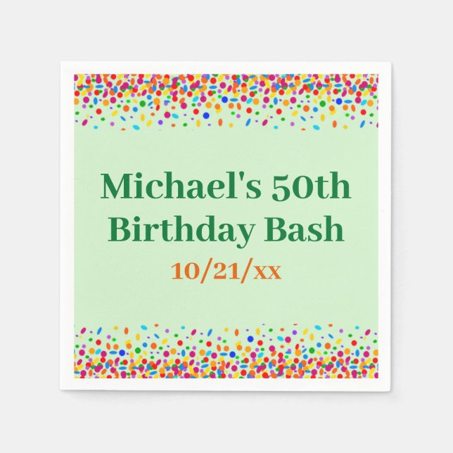 Birthday Party Fun Colourful Confetti Napkin (Front)