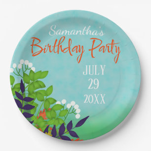 Birthday Party Garden Theme Paper Plate