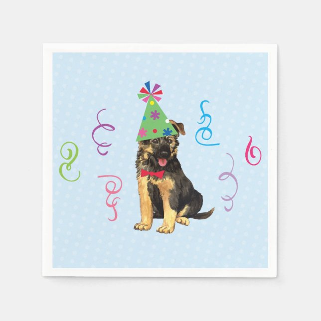 Birthday Party German Shepherd Napkins (Front)