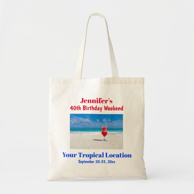 Birthday Party Girls Tropical Beach Weekend Trip Tote Bag (Front)