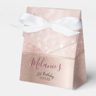 birthday party glitter rose gold metallic name  favour box