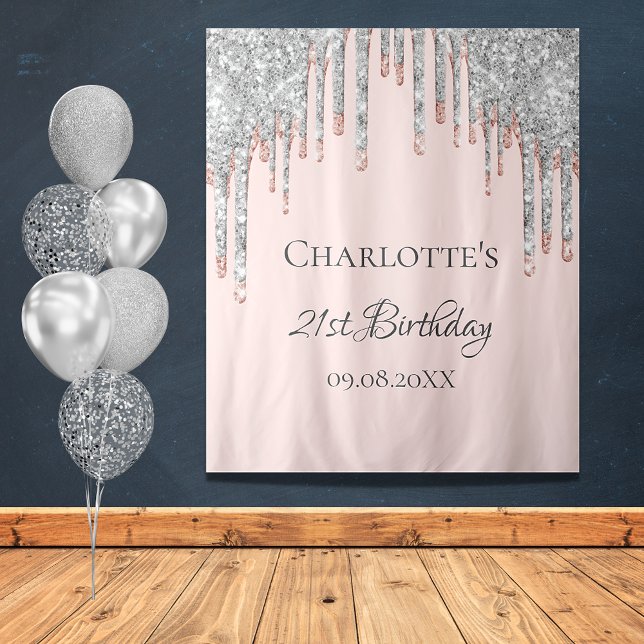 Birthday party glitter rose gold silver blush pink tapestry (Creator Uploaded)