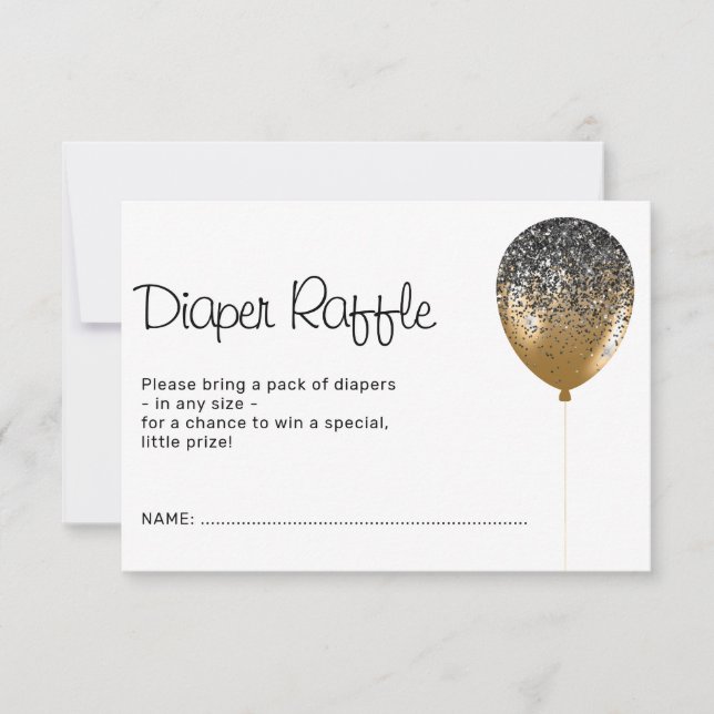 Birthday Party Glitz Glam Balloon Diaper Raffle Invitation (Front)
