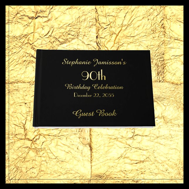 Birthday Party Gold FOIL on Black Cover Memory Guest Book (Creator Uploaded)