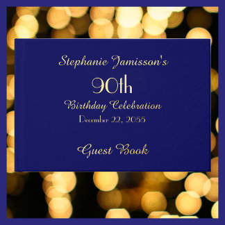 Birthday Party Gold FOIL on Navy Blue Memory Guest Book