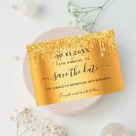 Birthday party gold glitter drips save the date<br><div class="desc">A girly and trendy Save the Date card for a 40th (or any age) birthday party. A faux gold background decorated with faux glitter drips, paint dripping look. Personalise and add a date and name/age 40. Black coloured letters. The text: Save the Date is written with a large trendy hand...</div>