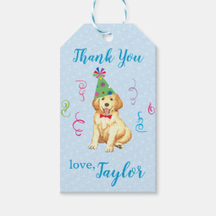 Birthday Party Golden Retriever Gift Tags