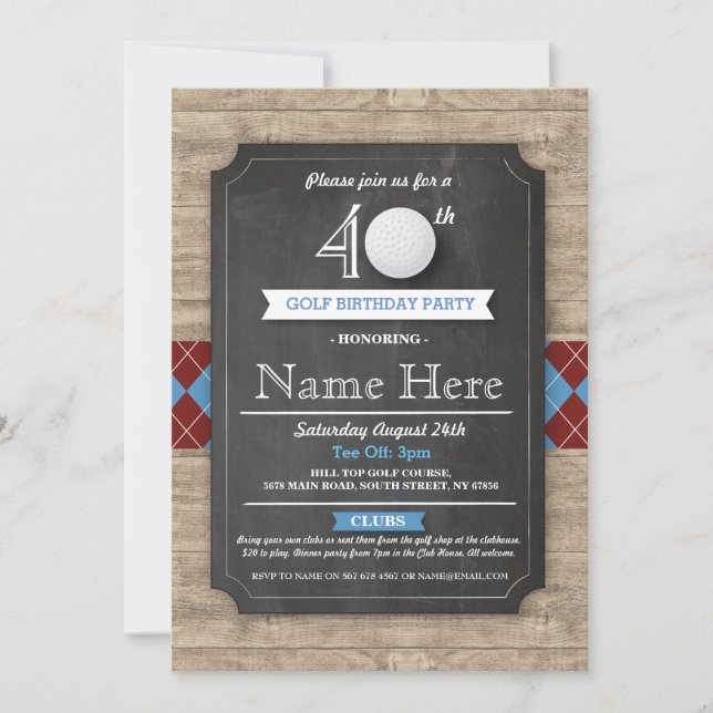 Birthday Party Golf Ball 30th 40th 50th Invitation (Front)