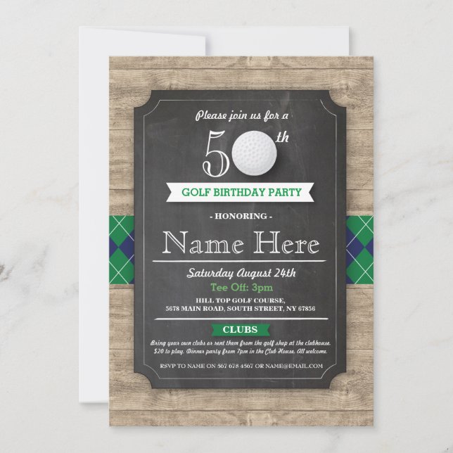 Birthday Party Golf Ball 40th 50th 60th Invitation (Front)