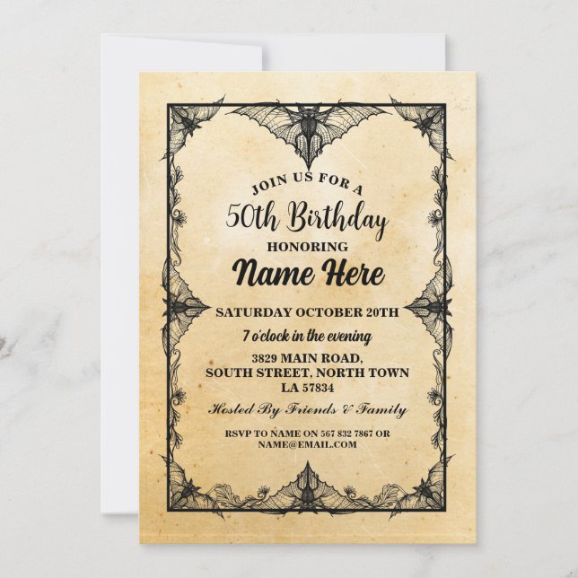 Birthday Party Gothic Frame Invite Halloween (Front)