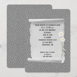 Birthday Party grey and pin dot Invitation