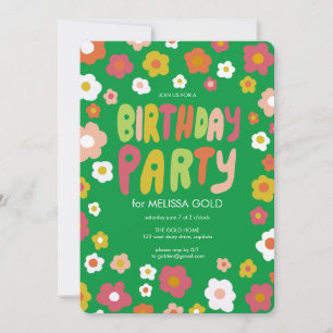 BIRTHDAY PARTY Groovy Daisies Floral CUSTOM Invitation