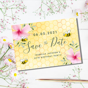 Birthday party happy bumble bees save the date postcard