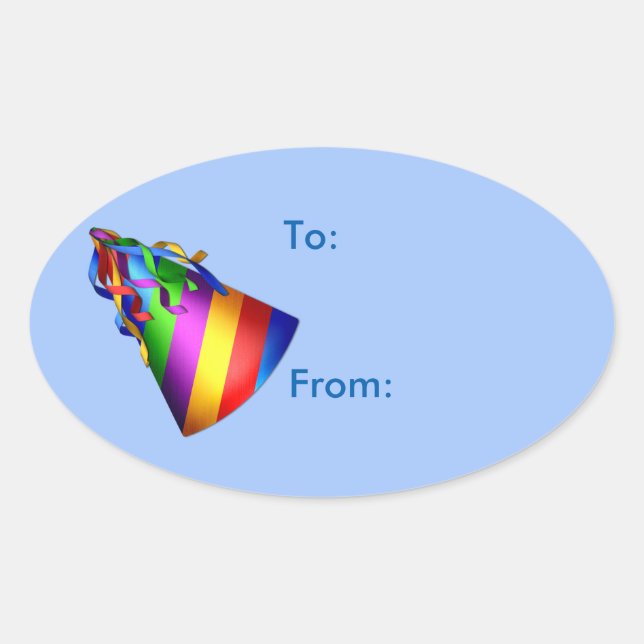 Birthday Party Hat Gift Tag Sticker (Front)