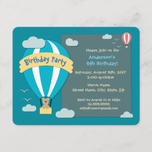 Birthday Party Hot Air Balloon Invitation