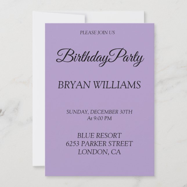 Birthday Party Invitation (Front)