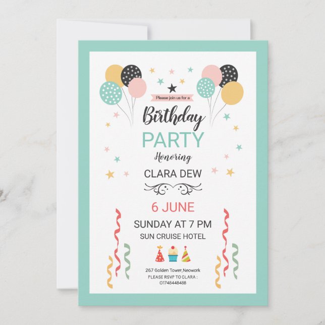 Birthday Party Invitation (Front)
