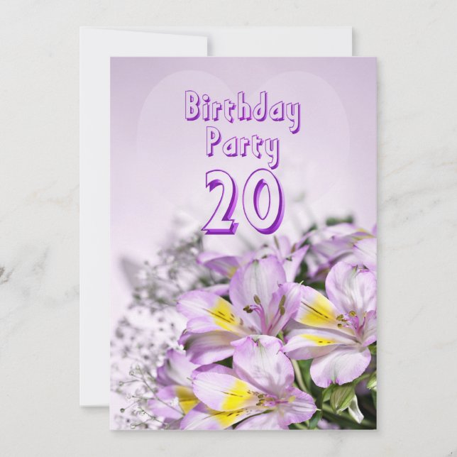 Birthday party invitation 20 years old (Front)
