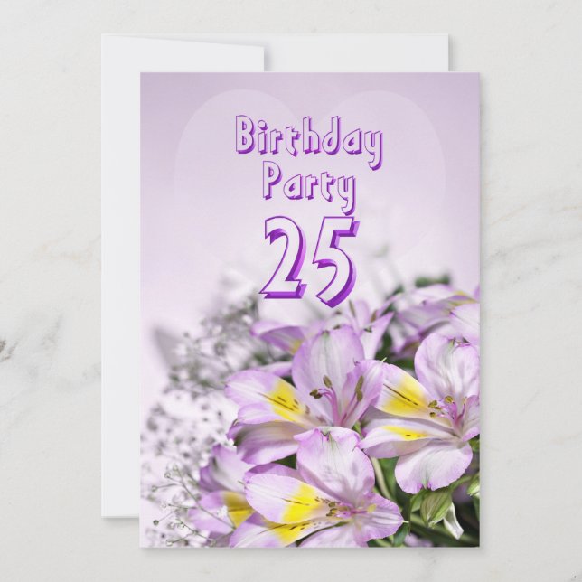 Birthday party invitation 25 years old (Front)